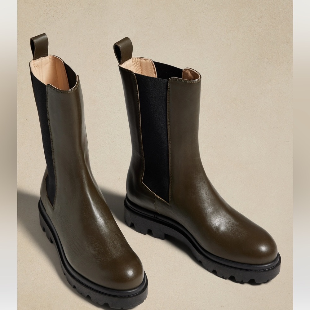 Banana Republic Hudson Tall Leather Chelsea Boot - Olive